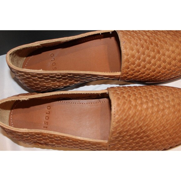 NISOLO MEN NISOLO MEN\'S ALEJANDRO WOVEN LEATHER SLIP ON SHOES ALMOND SZ 8.5 NIB $190